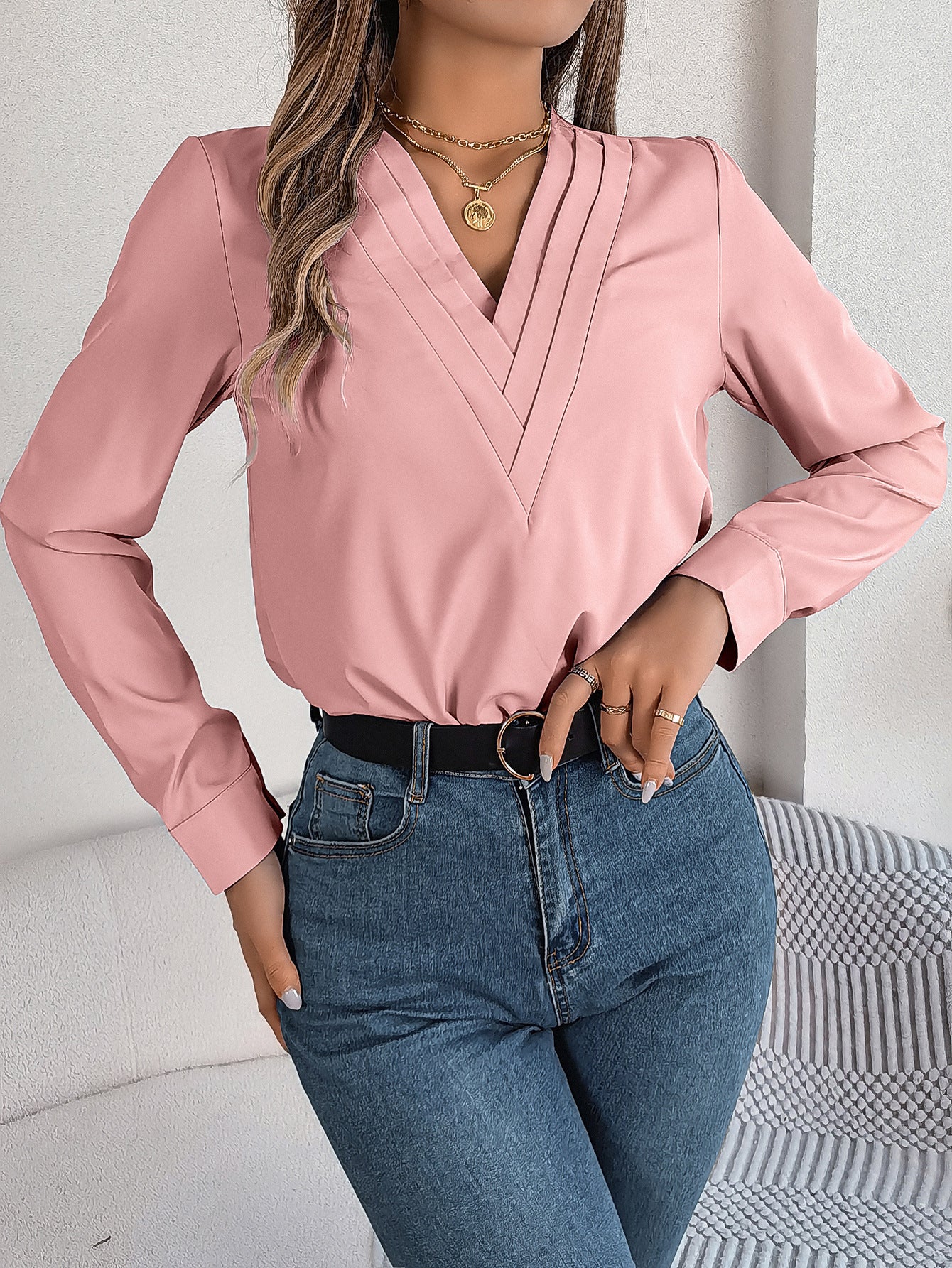 Elegante V-Ausschnitt-Bluse