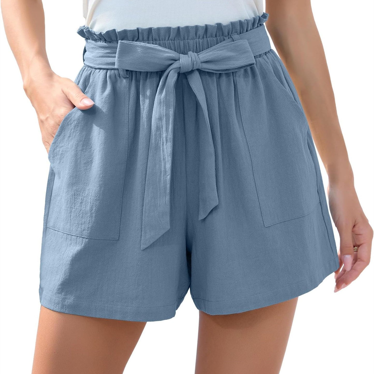 Sommer-Shorts mit Rüschenbund & Bindeschleife
