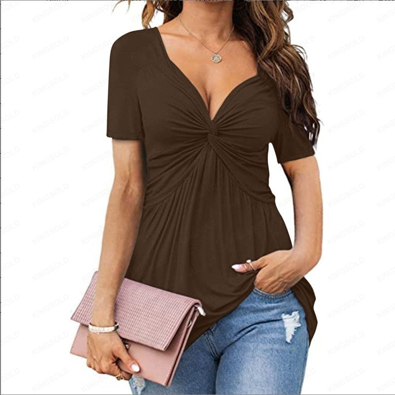 V-Ausschnitt-Shirt mit Twist-Detail