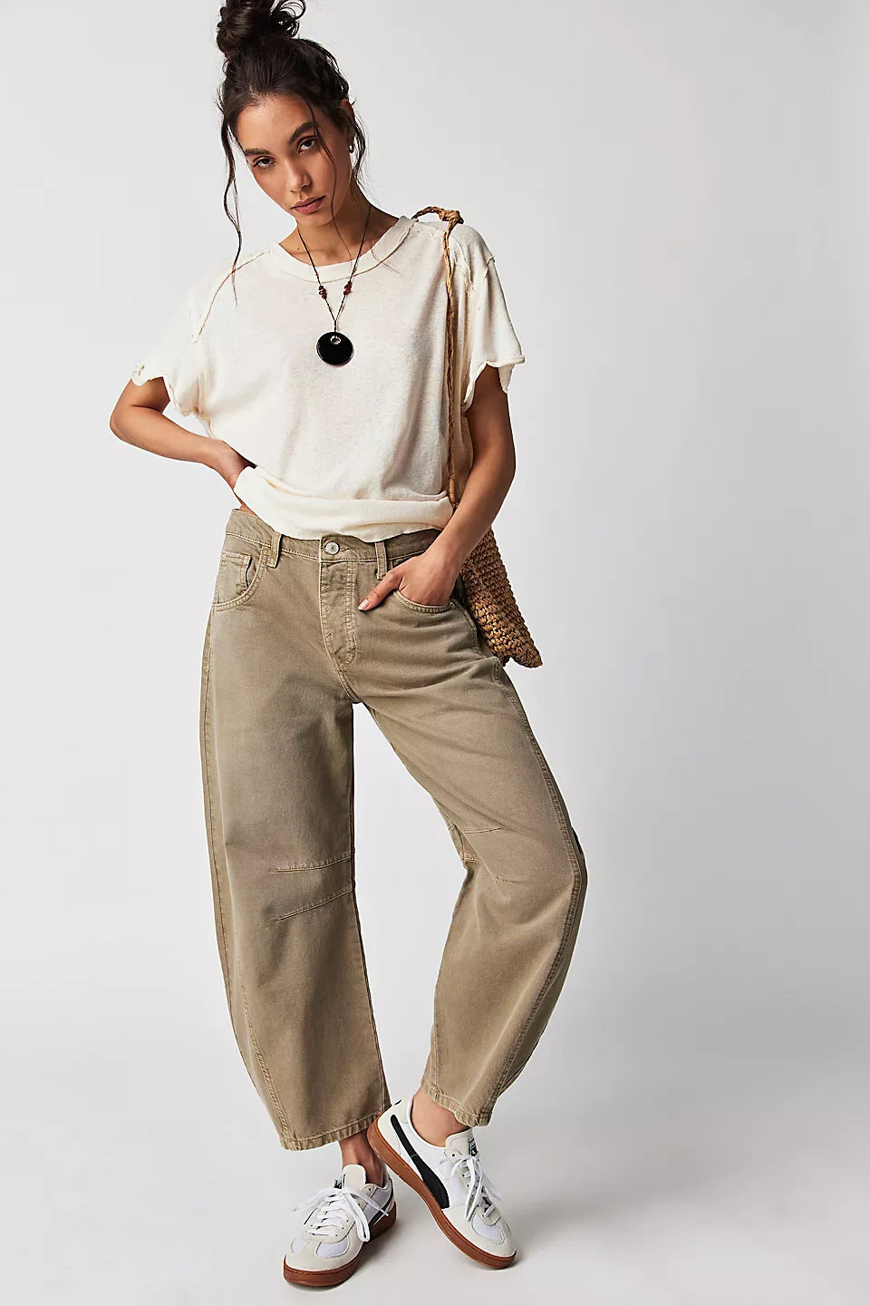 Damen Barrel Jeans – Weites Bein & Mid Waist – Bequem & Trendy im Baggy Fit