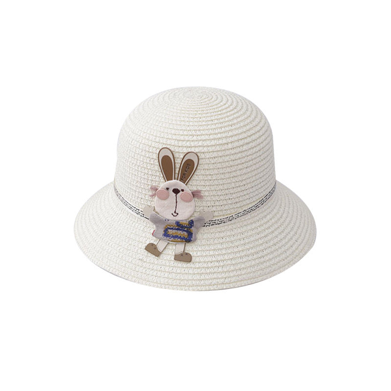 Sommer-Set für Kinder – Strohhut & Tasche mit süßer Hasen-Deko