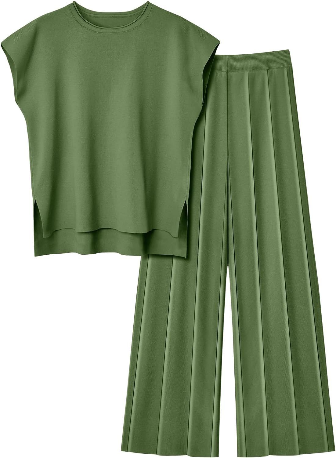 Damen Zweiteiler – Ärmelloses Oberteil & Weite Hose – Bequem & Stylisch im Casual-Look