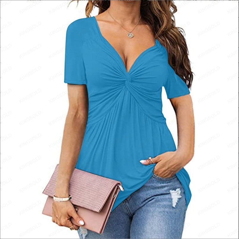 V-Ausschnitt-Shirt mit Twist-Detail