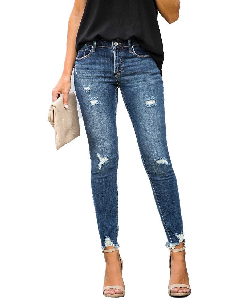 Slim Fit Jeans mit Rissen & offenen Saumkanten – Urban Style für jeden Tag