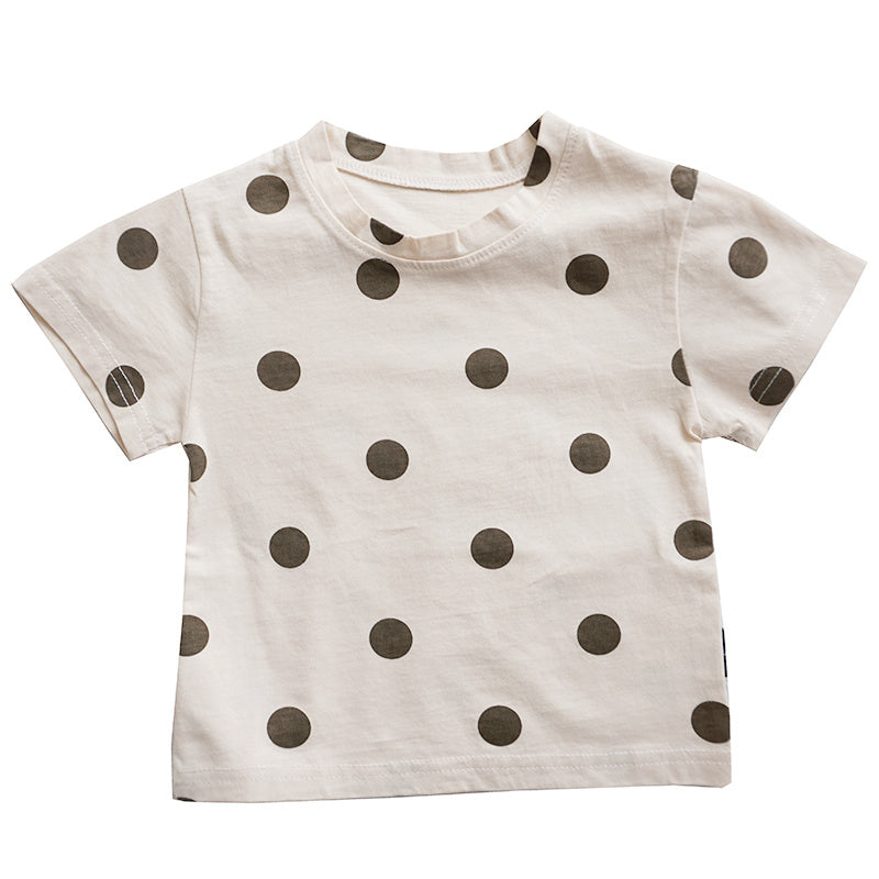 Gepunktetes Baumwollshirt für Kinder. Kurzarm, Unisex