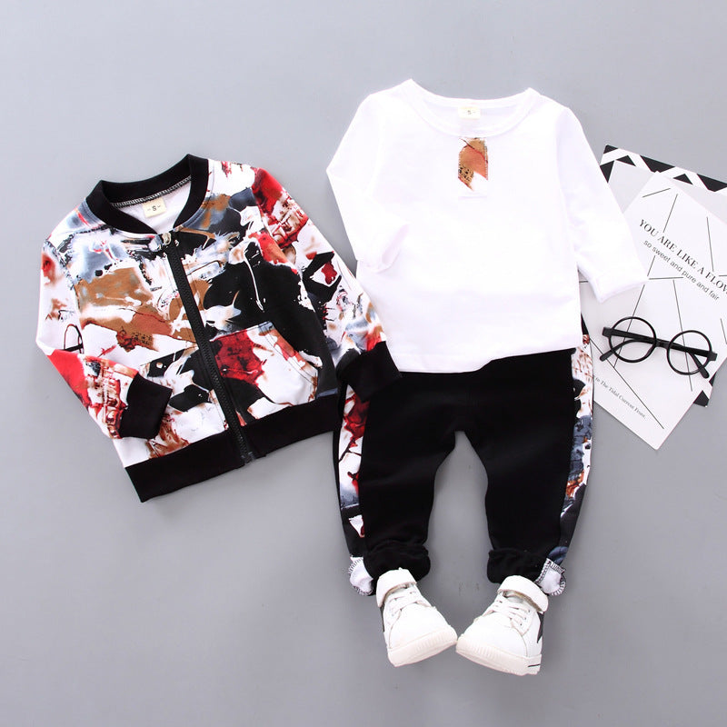 Jungen-Outfit – Hose, Langarmshirt & Jacke (3-teilig)