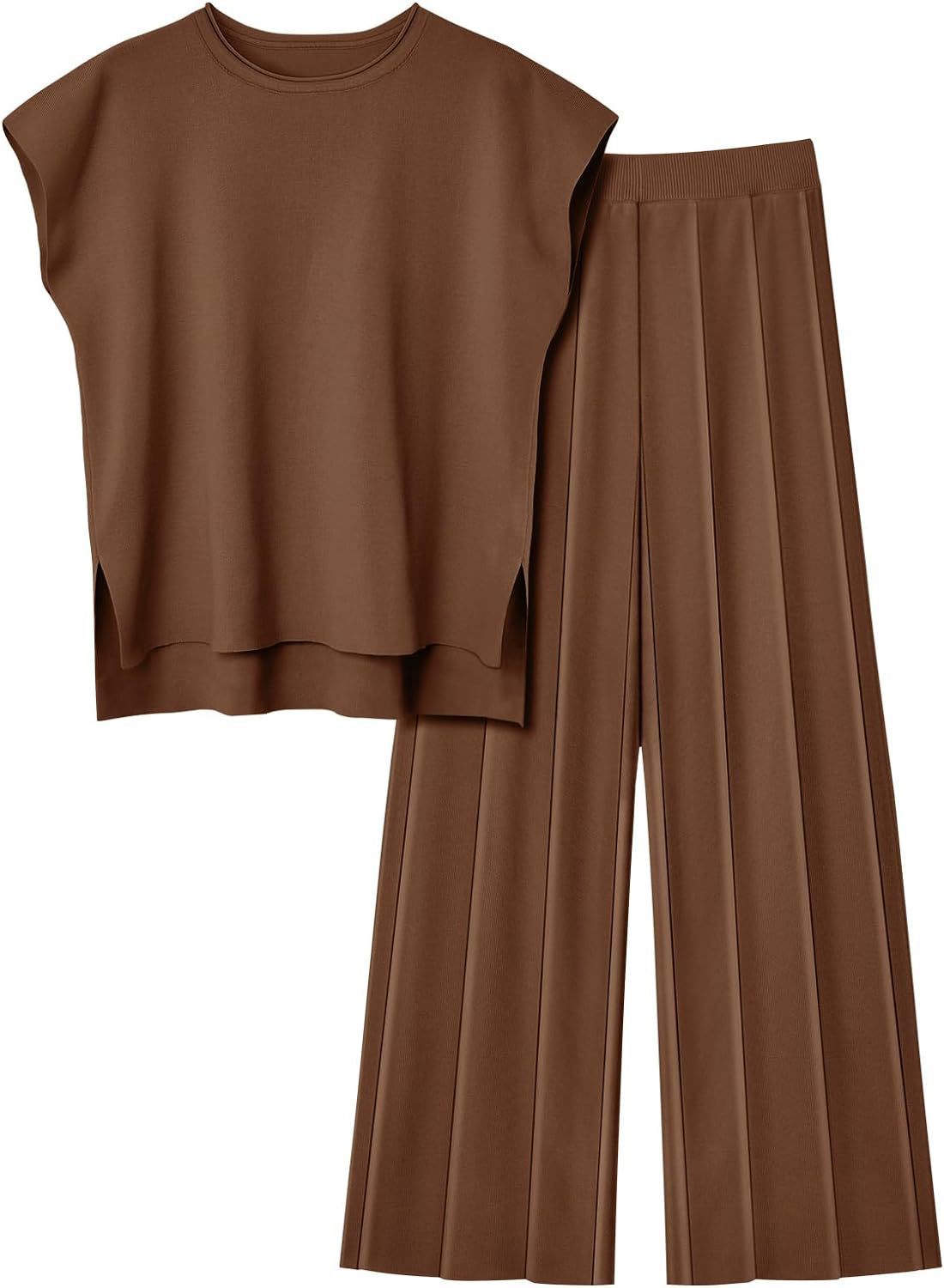Damen Zweiteiler – Ärmelloses Oberteil & Weite Hose – Bequem & Stylisch im Casual-Look