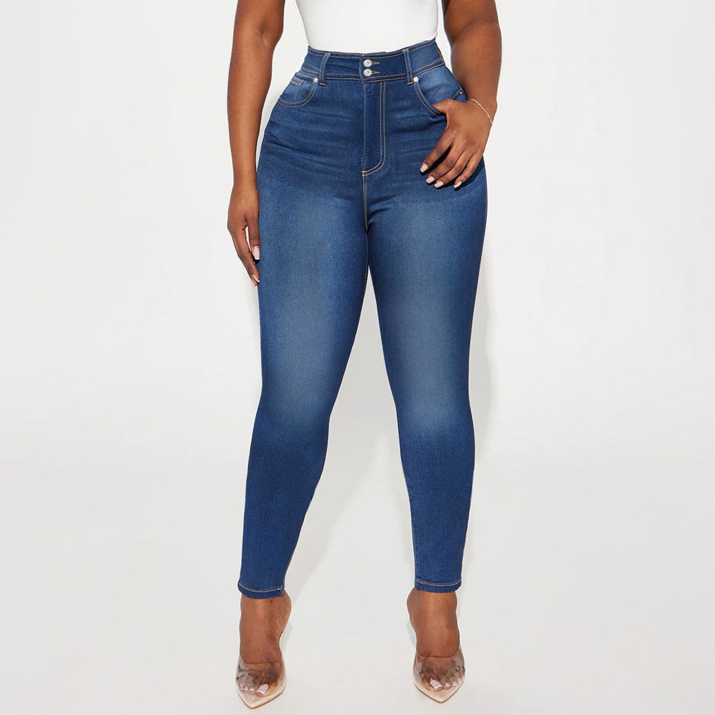 Dunkelblaue Stretch-Jeans – Figurbetonte High-Waist-Hose für jeden Anlass