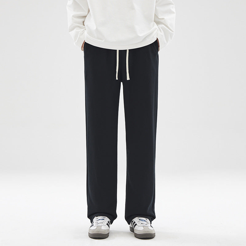 Graue Herren Sweatpants mit Drapierung – Bequeme Jogginghose im Straight-Fit Look, Streetstyle Fitness Hose