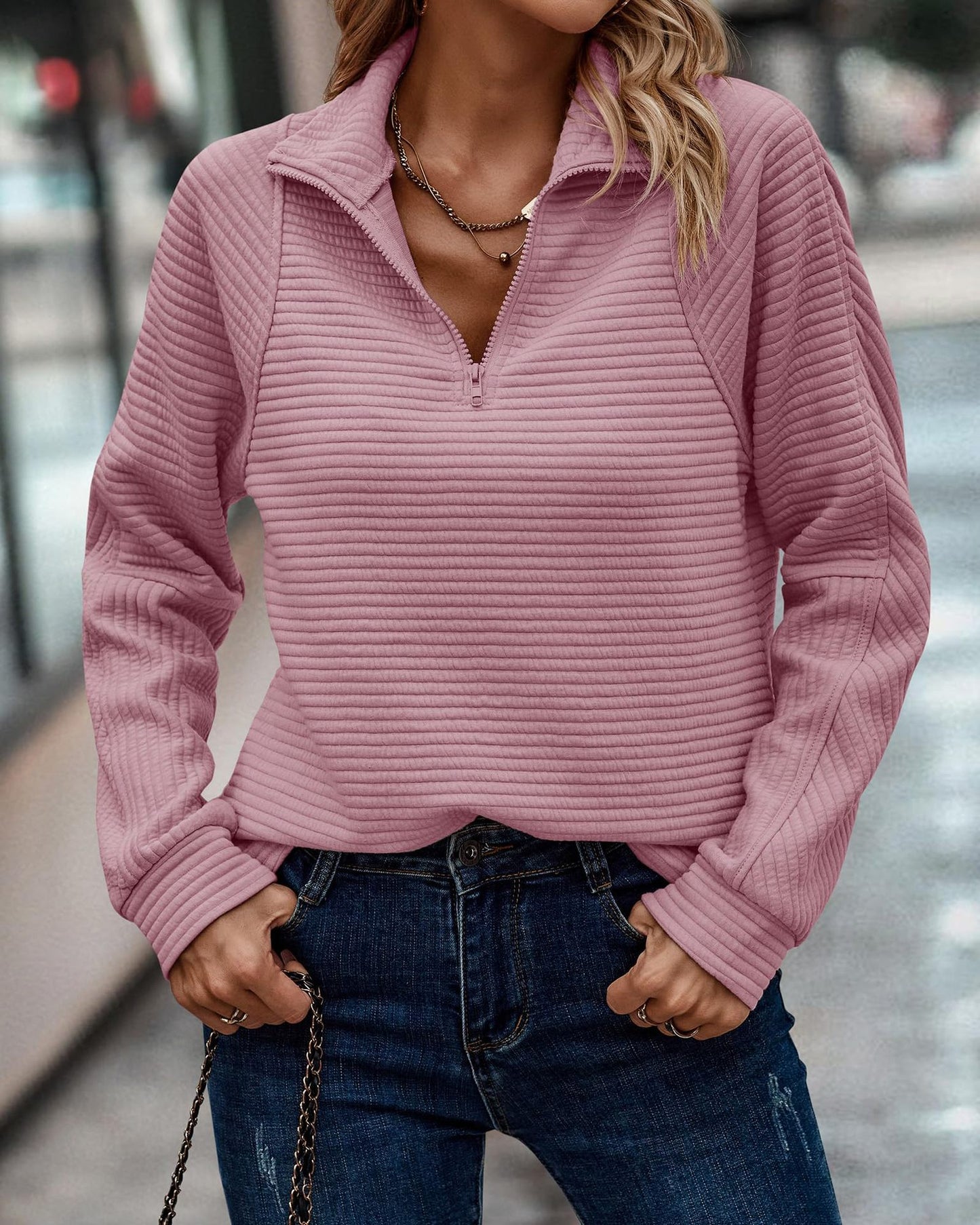 Zipper-Sweatshirt mit Stehkragen