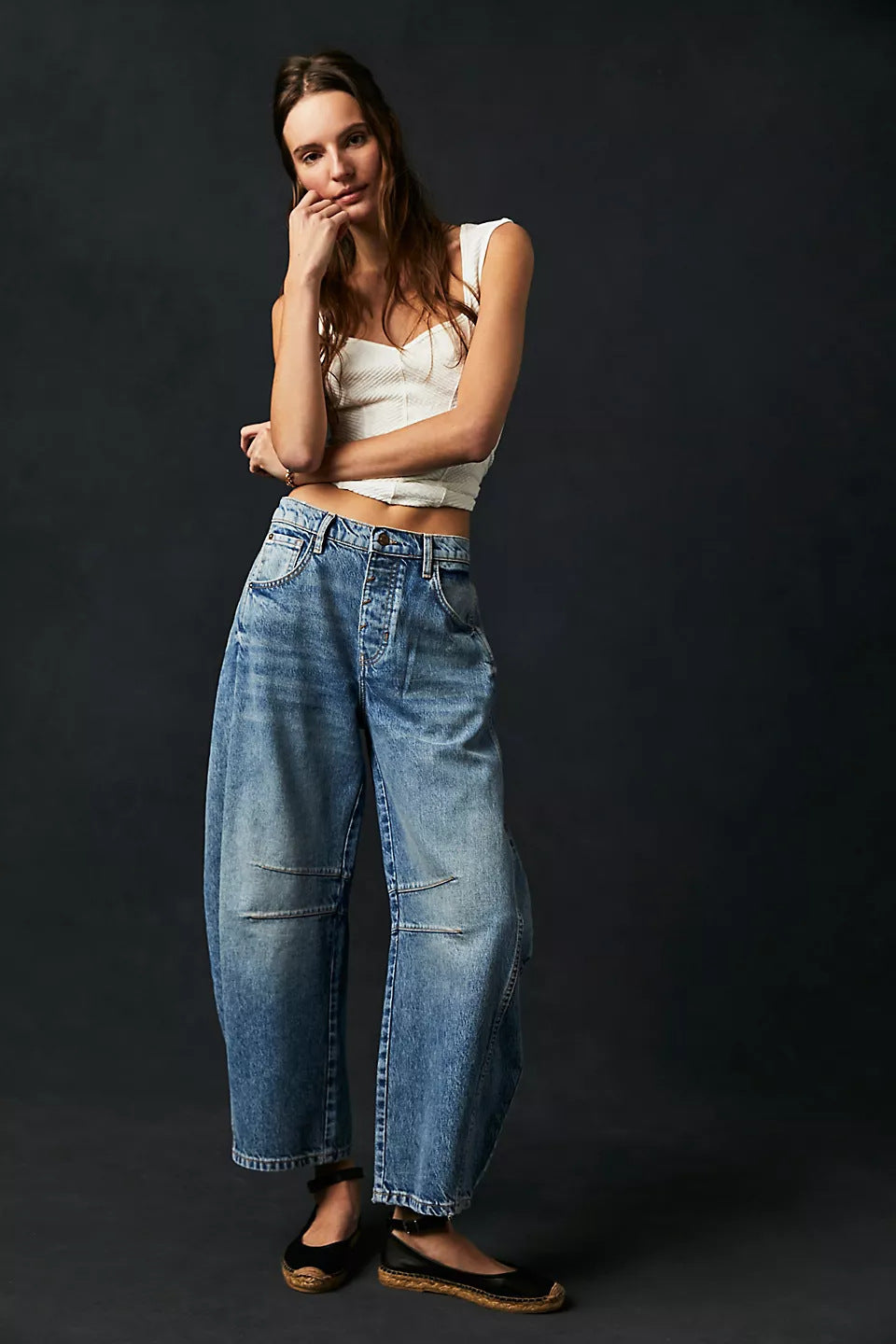 Damen Barrel Jeans – Weites Bein & Mid Waist – Bequem & Trendy im Baggy Fit