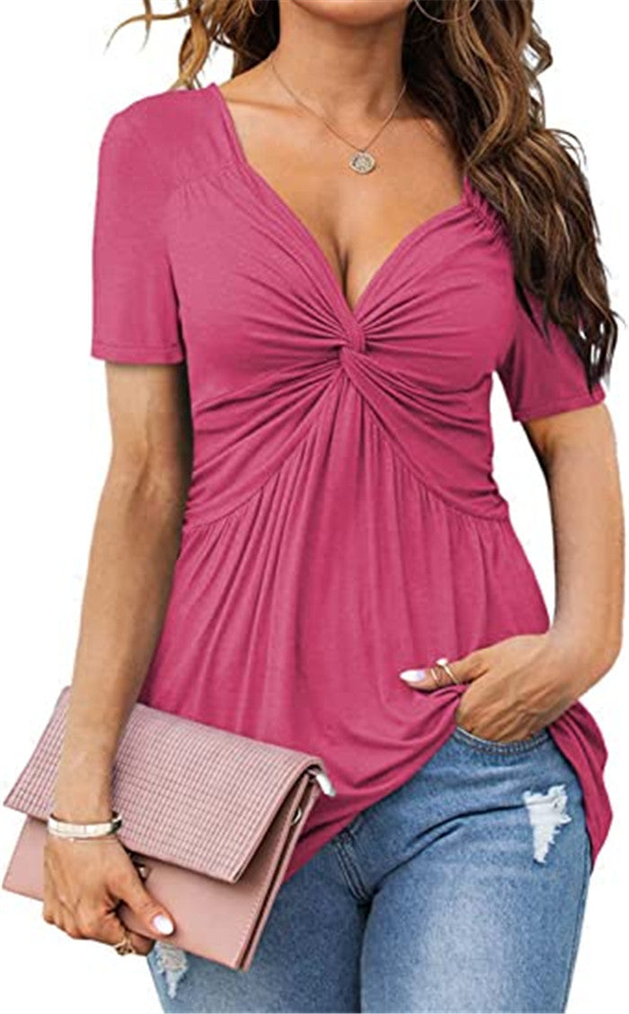 V-Ausschnitt-Shirt mit Twist-Detail