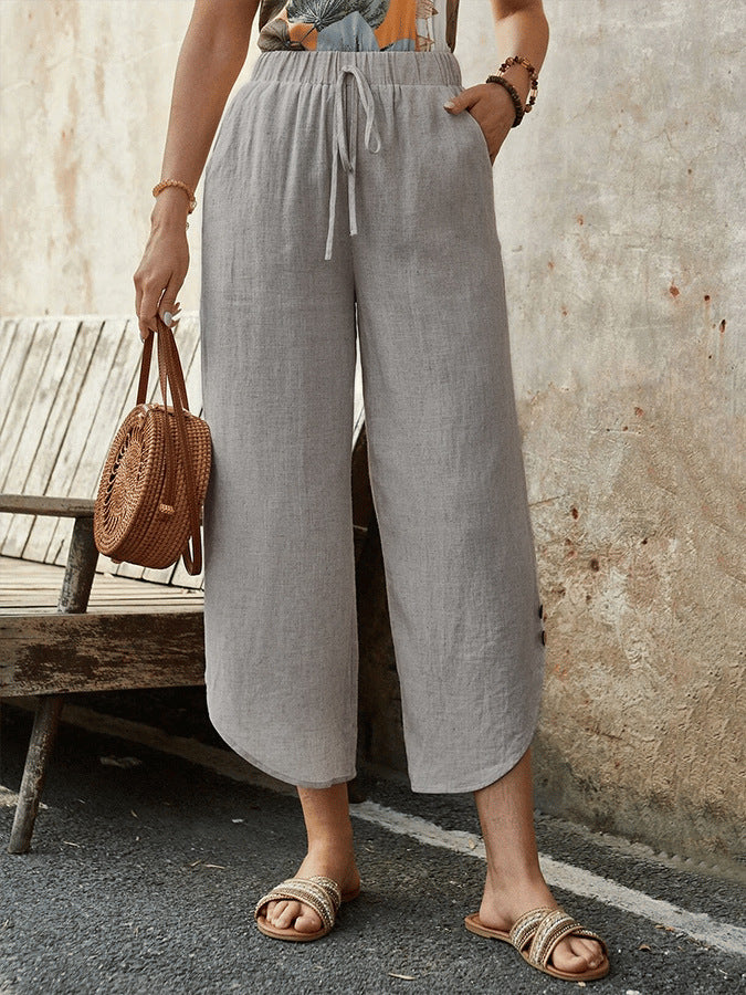 Locker geschnittene Baumwoll-Leinenhose
