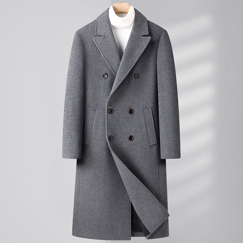 Herren Wollmantel Lang – Eleganter Doppelreiher für Herbst & Winter