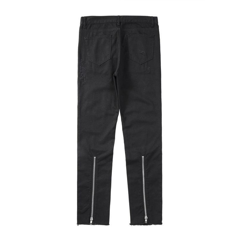 High Street Back-Zip Jeans – Schwarze Skinny-Jeans mit Reißverschluss-Detail