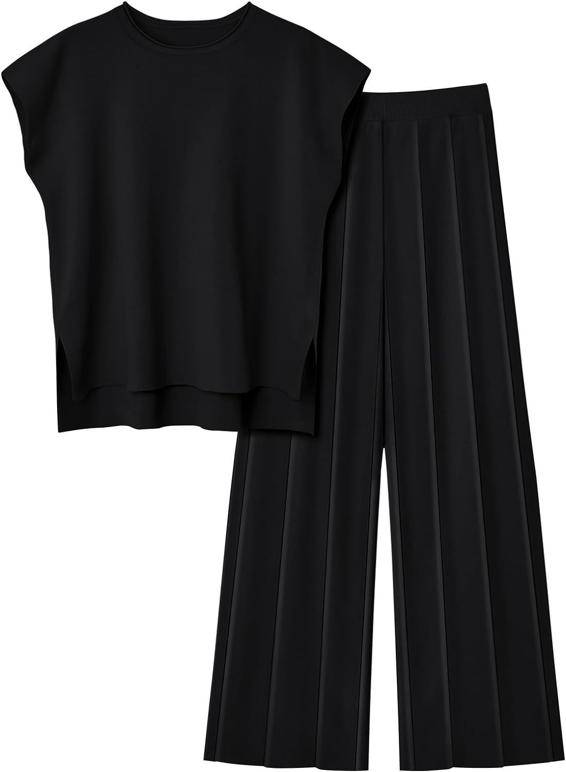 Damen Zweiteiler – Ärmelloses Oberteil & Weite Hose – Bequem & Stylisch im Casual-Look