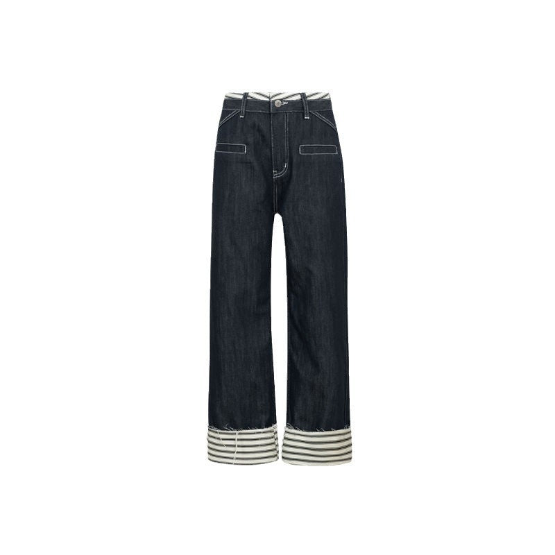 High Waist Wide-Leg Jeans mit Streifen – Lässiger Luxus für jeden Tag