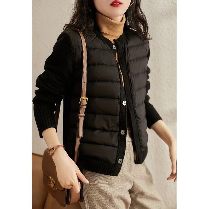 Casual Steppjacke mit Strickärmeln & Zipper