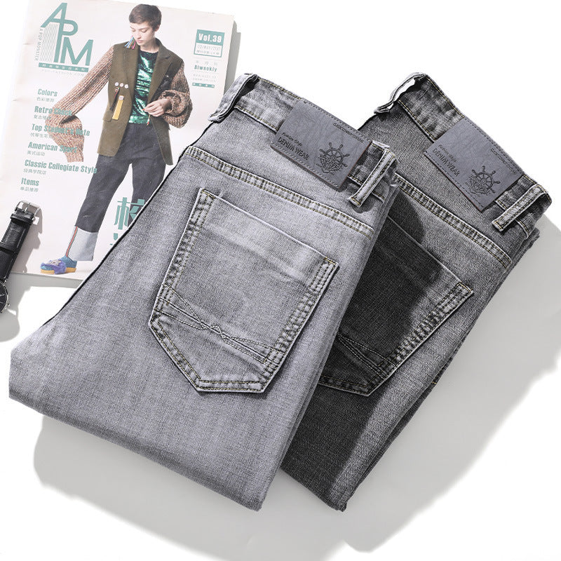 Herren Straight Fit Jeans – Elastisch, Retro-Look, Bequeme Passform