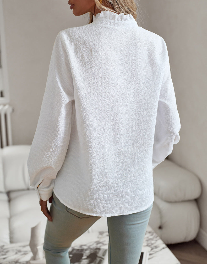Elegante Streifenbluse mit Rüschen