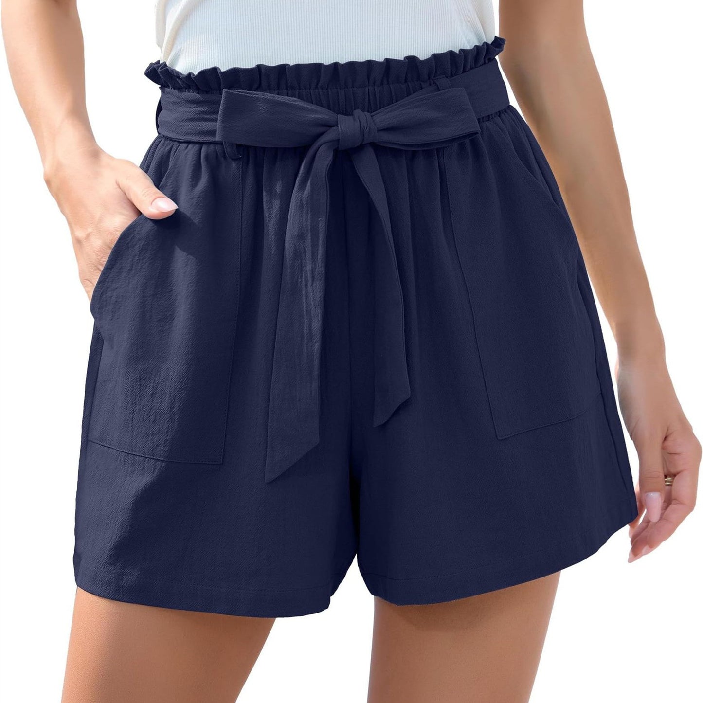 Sommer-Shorts mit Rüschenbund & Bindeschleife