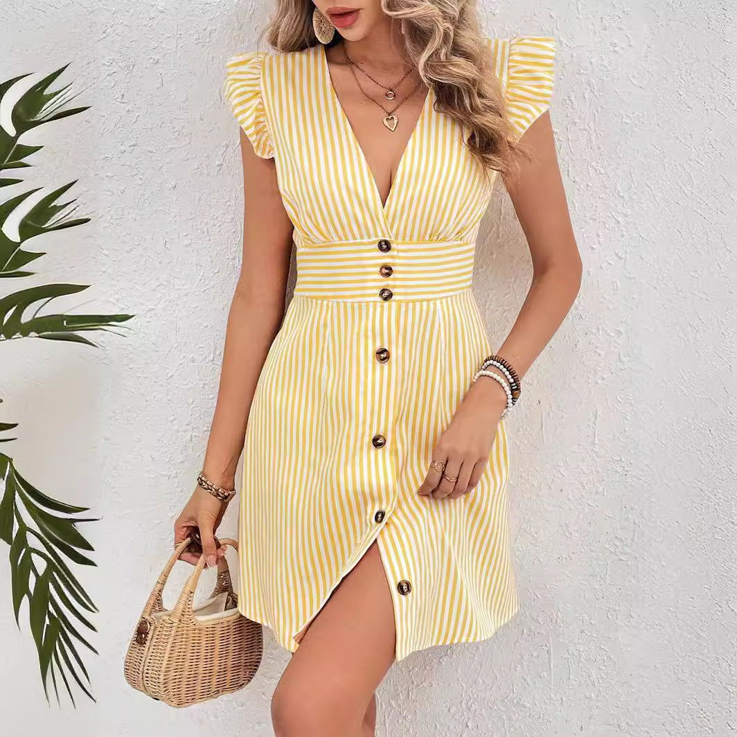 Sommerliches Hemdblusenkleid mit Streifen