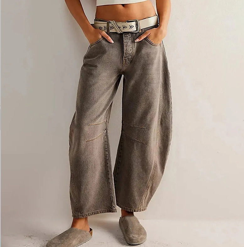 Damen Barrel Jeans – Weites Bein & Mid Waist – Bequem & Trendy im Baggy Fit