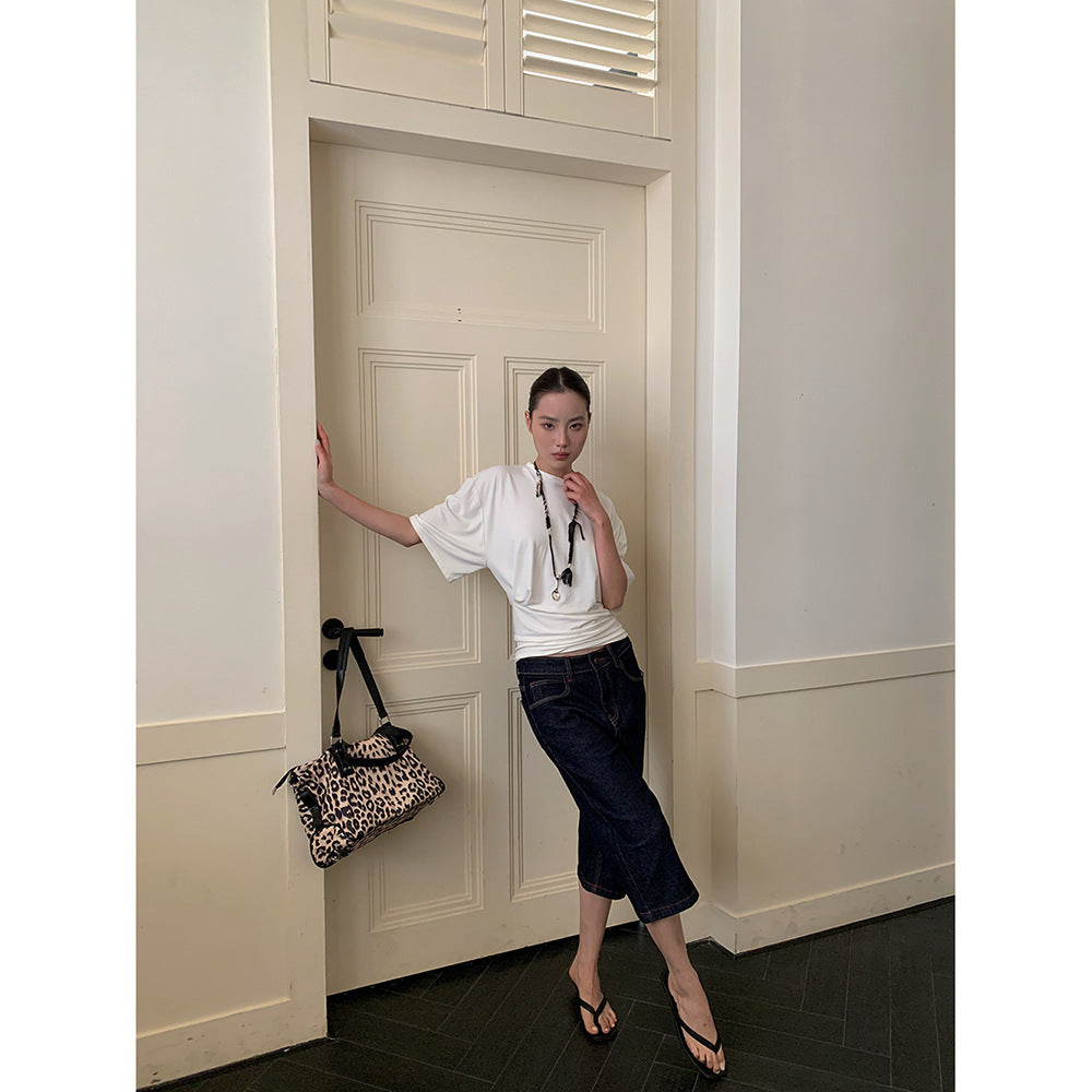 Damen Jeans mit rotem Stitching – Gerade Passform, Mid-Waist, Frühling & Sommer