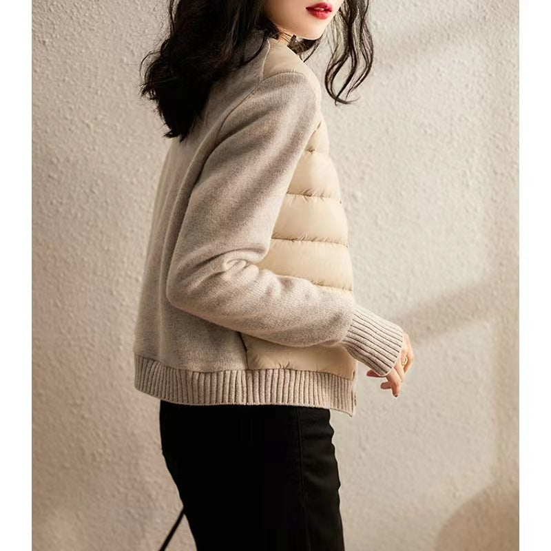 Casual Steppjacke mit Strickärmeln & Zipper