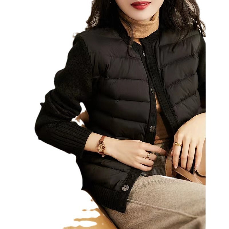 Casual Steppjacke mit Strickärmeln & Zipper