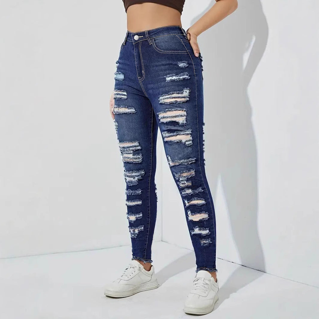 Damenjeans mit Rissen & Stretch – Coole Röhrenjeans im Used-Style