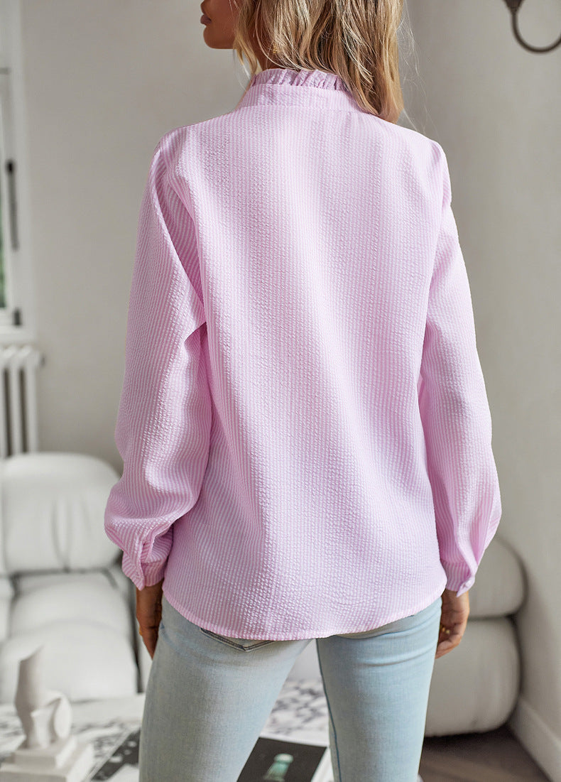Elegante Streifenbluse mit Rüschen