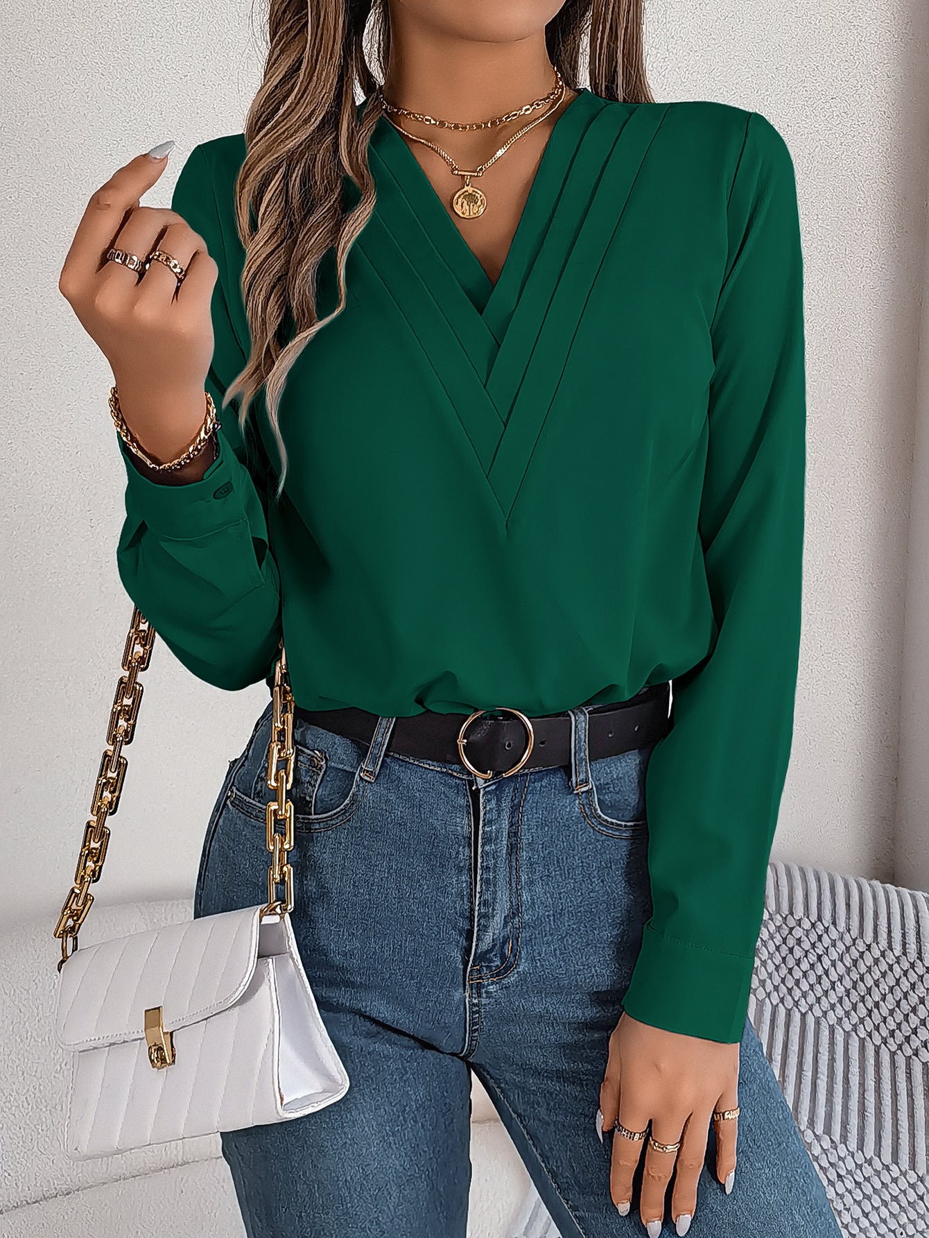 Elegante V-Ausschnitt-Bluse