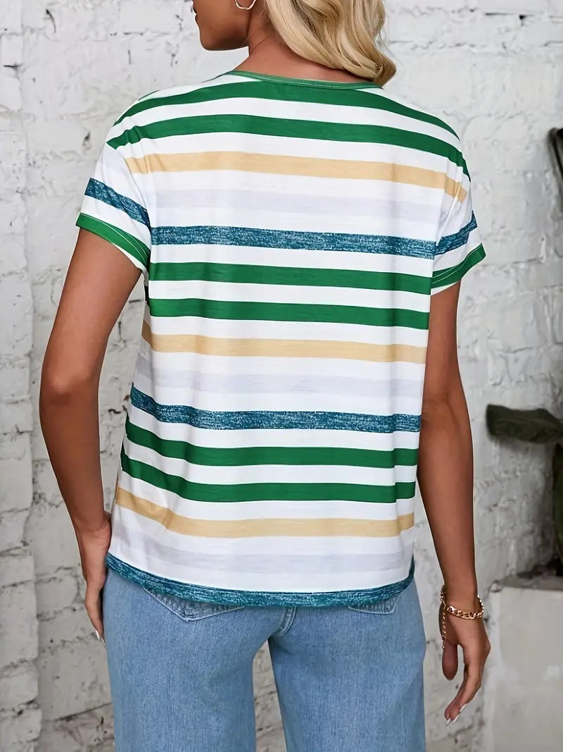 Gestreiftes Damen-T-Shirt mit Rundhalsausschnitt