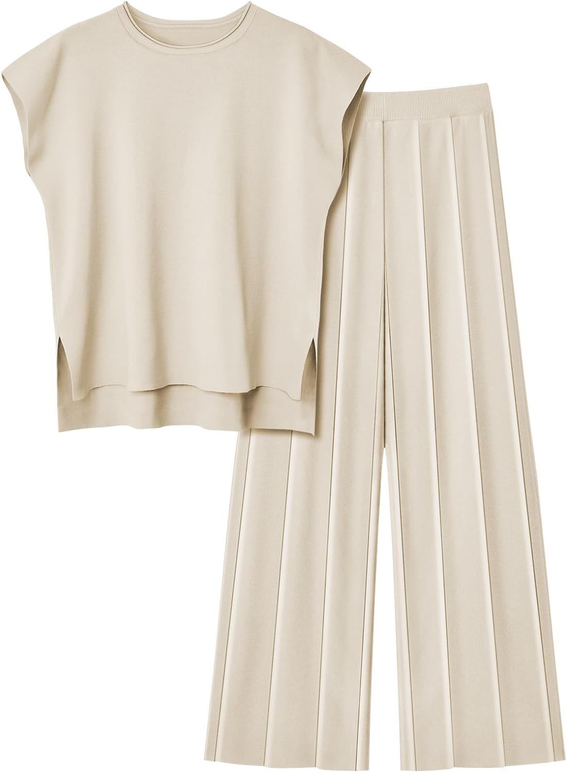 Damen Zweiteiler – Ärmelloses Oberteil & Weite Hose – Bequem & Stylisch im Casual-Look