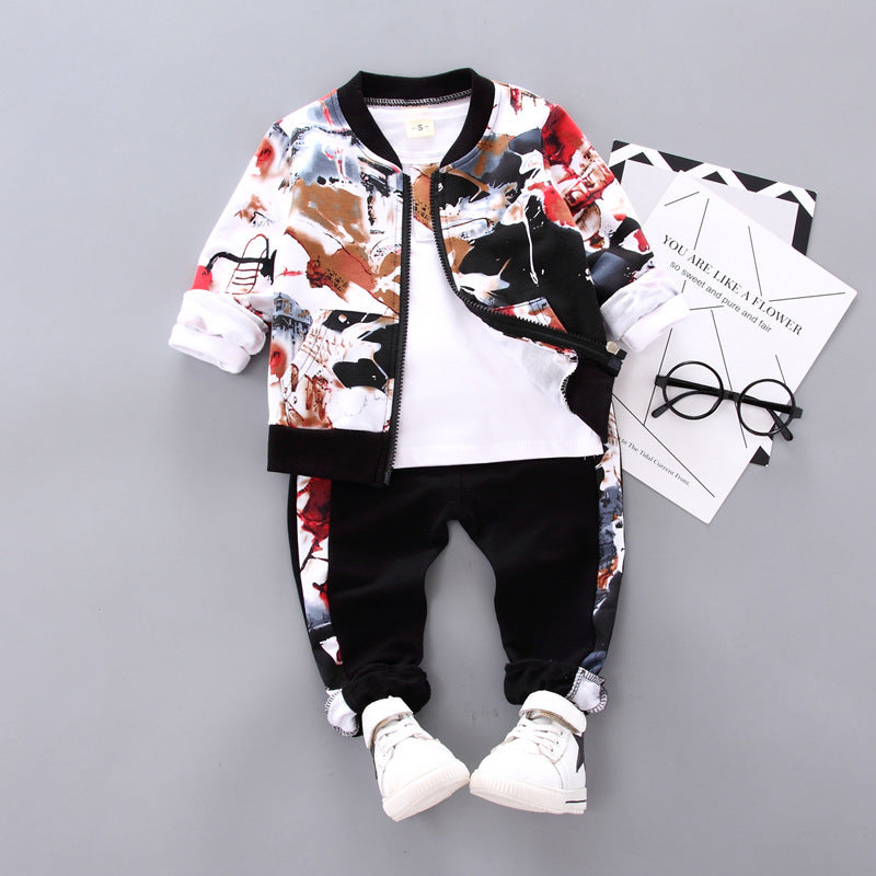 Jungen-Outfit – Hose, Langarmshirt & Jacke (3-teilig)