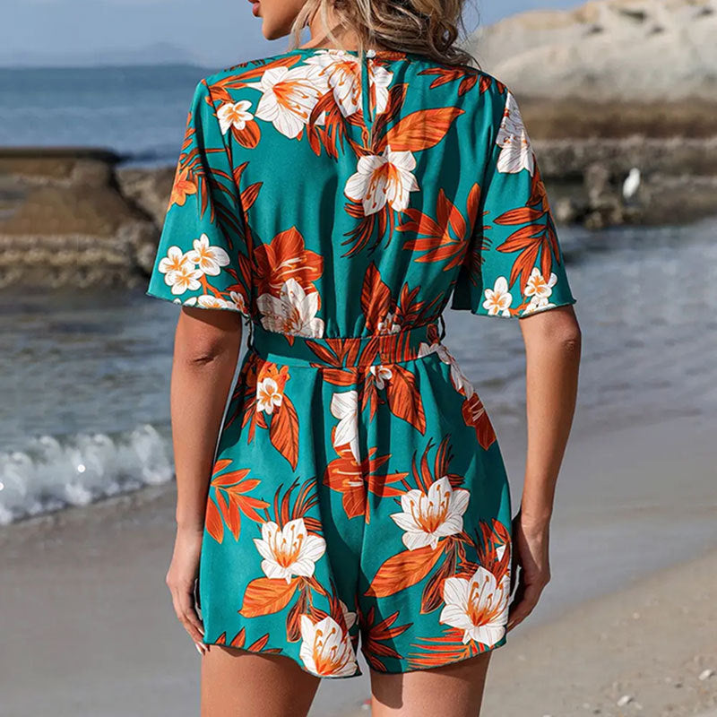 Sommerlicher Jumpsuit mit Rüschenärmeln – Leichter Einteiler für Urlaub & Strand