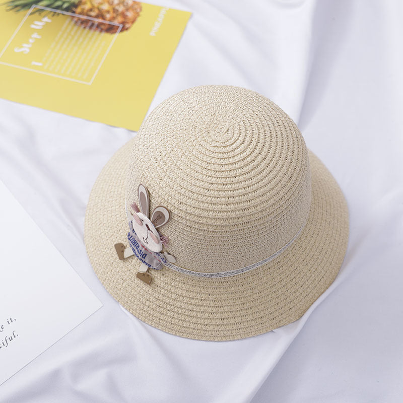 Sommer-Set für Kinder – Strohhut & Tasche mit süßer Hasen-Deko