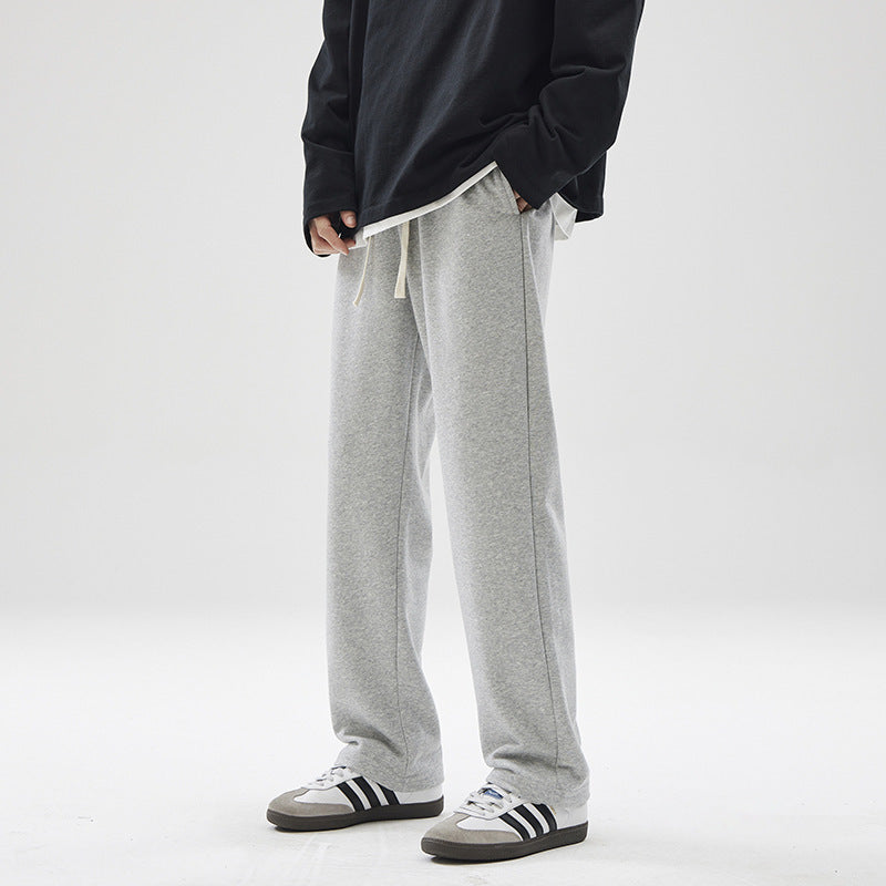 Graue Herren Sweatpants mit Drapierung – Bequeme Jogginghose im Straight-Fit Look, Streetstyle Fitness Hose