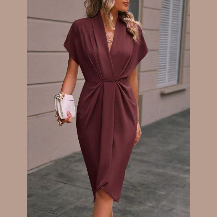 Sommerkleid mit V-Ausschnitt & Fledermausärmeln