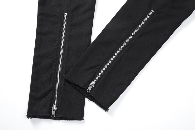 High Street Back-Zip Jeans – Schwarze Skinny-Jeans mit Reißverschluss-Detail