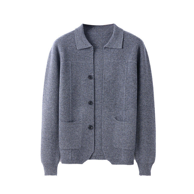 Herren Strickjacke mit Reverskragen – Eleganter Cardigan mit Taschen für Herbst & Winter