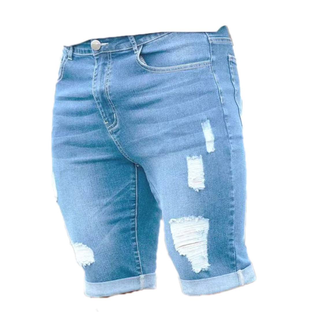 Herren Jeans-Shorts Sommer – Blau mit Destroyed-Look – Luftig, Stylisch & Bequem