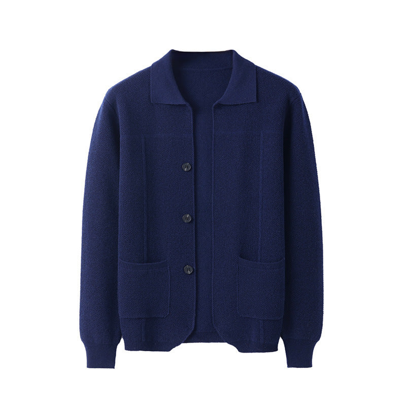 Herren Strickjacke mit Reverskragen – Eleganter Cardigan mit Taschen für Herbst & Winter
