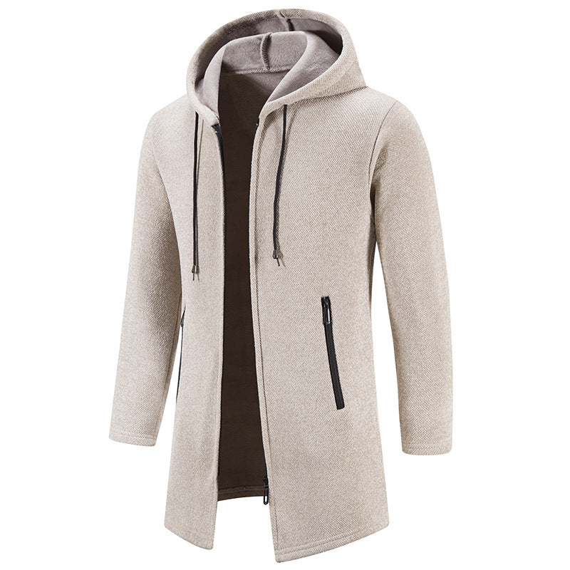 Herren Kapuzen-Cardigan mit Reißverschluss – Lässiger Strickpullover in Uni-Farben