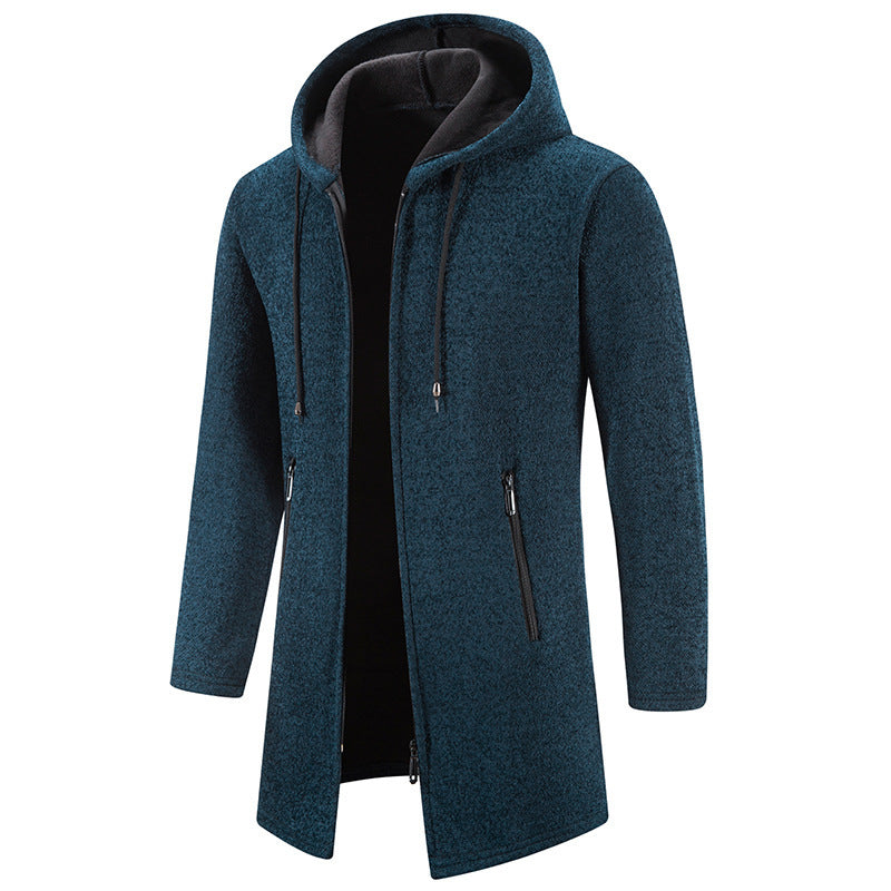Herren Kapuzen-Cardigan mit Reißverschluss – Lässiger Strickpullover in Uni-Farben