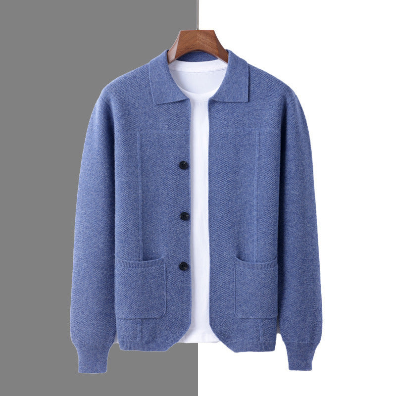Herren Strickjacke mit Reverskragen – Eleganter Cardigan mit Taschen für Herbst & Winter