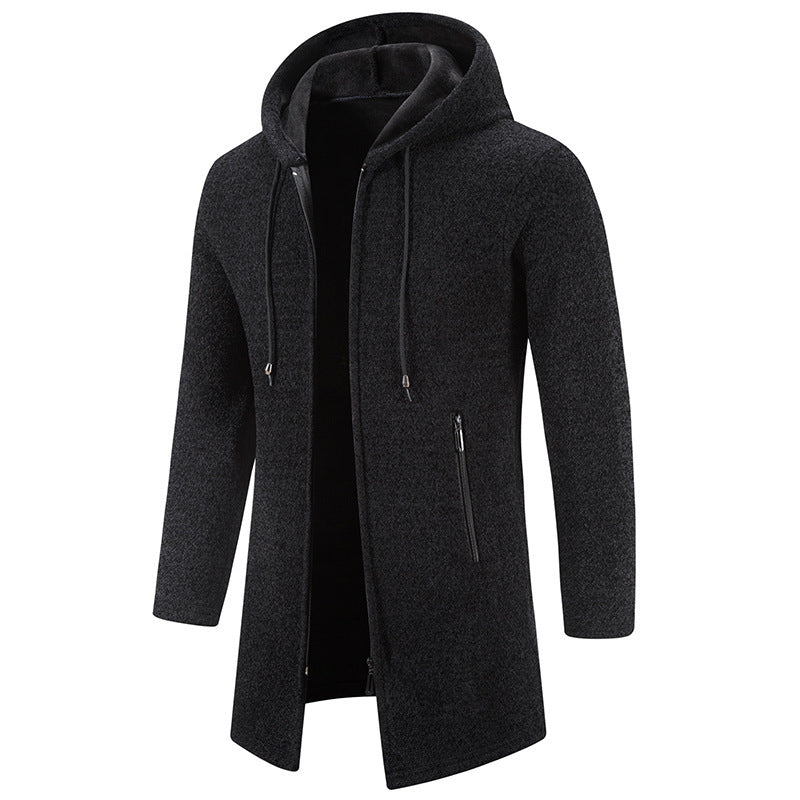 Herren Kapuzen-Cardigan mit Reißverschluss – Lässiger Strickpullover in Uni-Farben