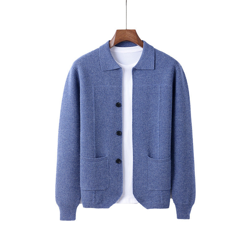 Herren Strickjacke mit Reverskragen – Eleganter Cardigan mit Taschen für Herbst & Winter