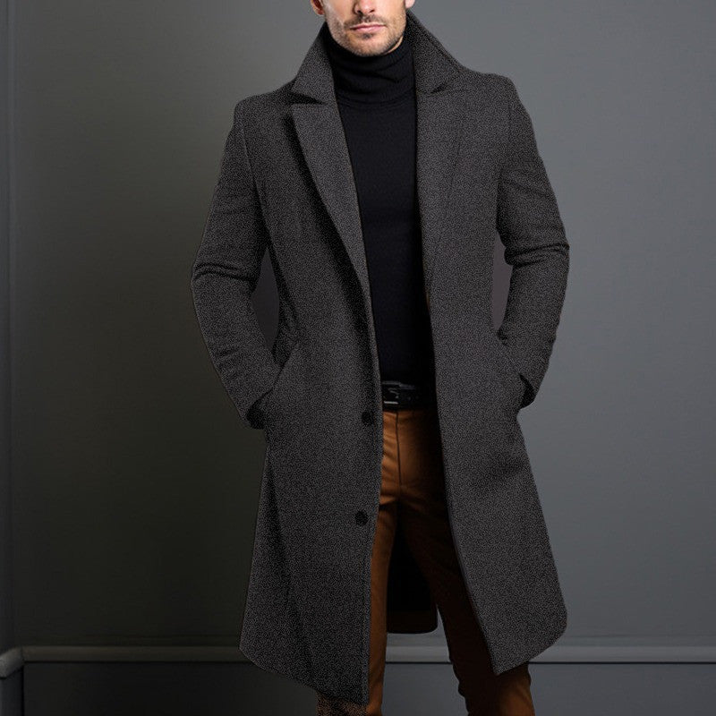 Herren Woll-Trenchcoat – Klassisch & Elegant – Mid-Length Mantel für Herbst & Winter